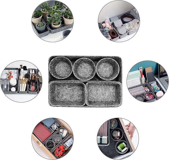8pcs Drawer Organizers, Separators, Storage Box,Felt Storage Bins Inserts Tool Containers Toy Basket Shelf Cubes Foldable Drawer Dividers Desk Organisers - Grey-NeatNest