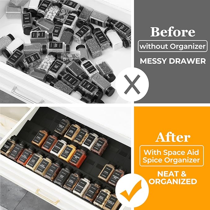 Famhap Spice Drawer Organizer, 24PCS Interlocking Expandable Seasoning Rack Tray Insert for Kitchen Drawers, Spice Rack Drawer for Spice Jars-NeatNest
