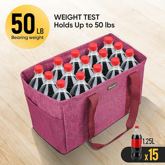 BALEINE Soft 9 Gallon Extra Large Utility Tote, Foldable Reusable Storage Bag (Berry Pink)-NeatNest