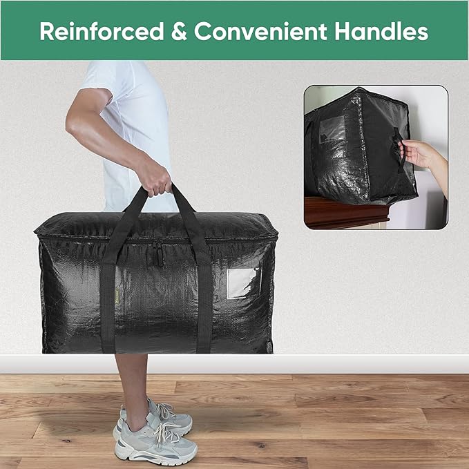 BALEINE 2-Pack Oversized Moving Bags with Reinforced Handles, Heavy-Duty Storage Tote for Clothes, Moving Supplies (Black, 2-Pack)-NeatNest