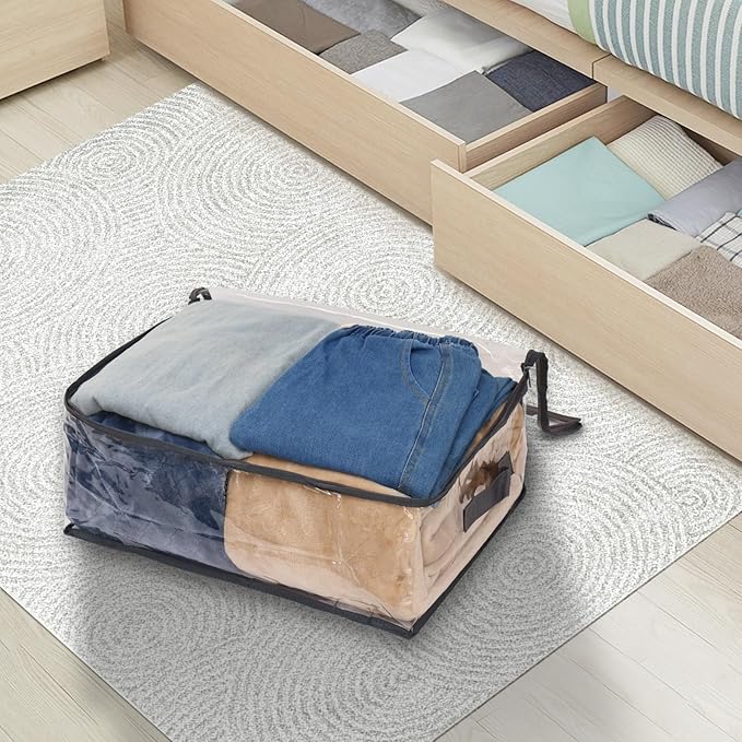 Fixwal 2pcs Small Comforter Storage Bags with Zipper 35L Capacity, Clear Plastic Closet Storage and Organizers for Clothing Sweaters Bedding Blankets-NeatNest