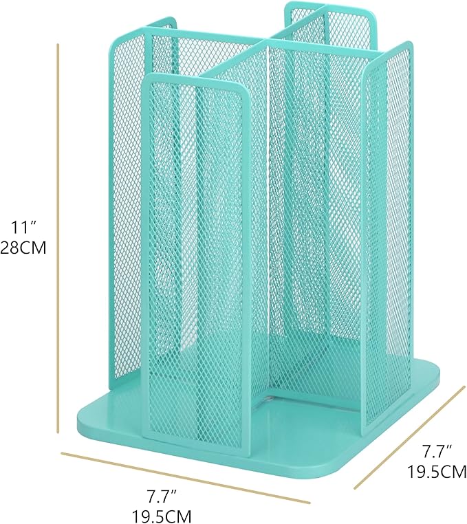 Annova Paper Cup and Lid Holder Plastic Cup Storage Organizer, 360°Rotating Coffee Cup Dispenser with 4 Compartments, Multifunctional Cup Storage Rack for Home, Office, Bar, Coffee Shop (Turquoise)-NeatNest