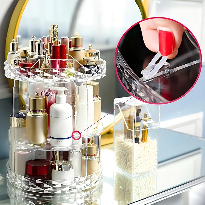 Large Capacity Rotating Acrylic 360 Degree Makeup Organizer 5 Layers Adjustable Cosmetic Storage Standr Best for Perfume Skincare Jewelry Display Dresser-NeatNest