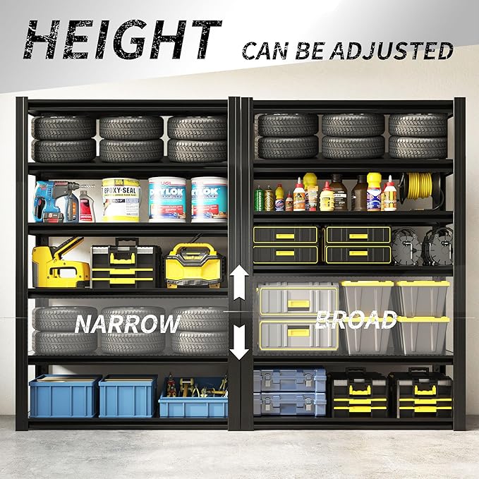 82" H Heavy Duty Garage Shelving 3000LBS Storage Shelves Adjustable 6 Tier Metal Shelving Unit, Industrial Utility Rack for Garage, Workshop, Basement, Home Office 82" H*48W*18D-NeatNest