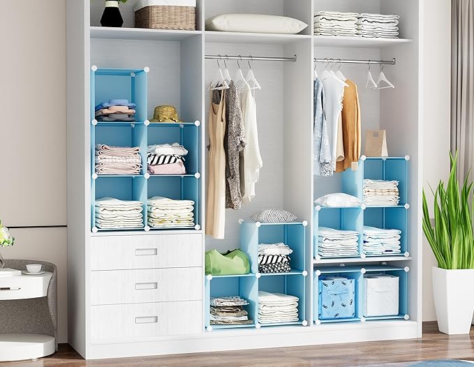 HOMIDEC 20-Cube Storage Organizer, Closet Organizer Storage Shelf Bookcase Bookshelf with Metal Hammer, Storage Cubes Organizer Cabinet for Kids, Closet, Bedroom, Bathroom-NeatNest