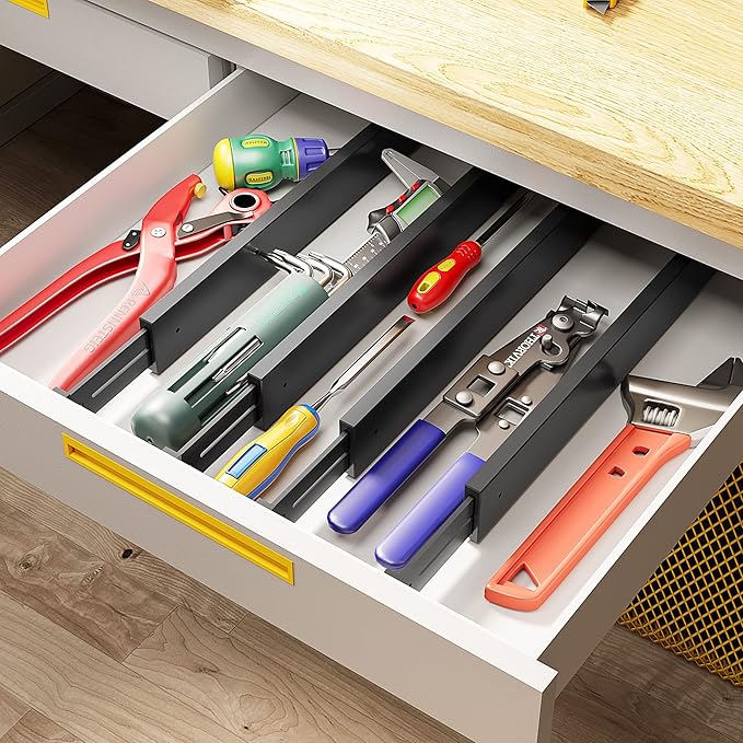 BAMEOS Drawer Dividers Bamboo Separators Organization Expandable Organizers for Kitchen Bedroom Bathroom Dresser Office 4-pack-NeatNest
