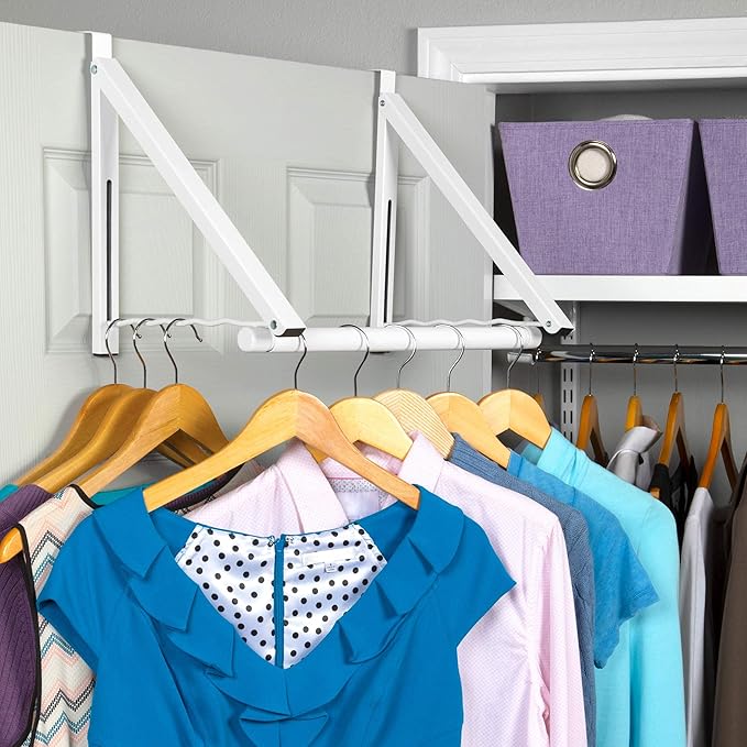 HOLDN’ STORAGE Over The Door Hanger Foldable - Over The Door Rack for Hanging Towels, Coats & Clothes - Over The Door Hanger Hooks for Bedroom, Washroom and Office.