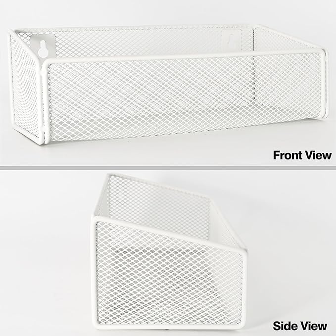 Bathroom Shelf Over Toilet Storage Basket,Toilet Beside Floating Shelf Mesh Metal Wall Mounted Shelves for Home Organization & Decor Essentials,Kitchen/Living Room Shelves (White)-NeatNest