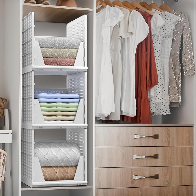 Sorbus Shelf Organizer - Closet Shelf Organizer for Clothes, Closet, Bathroom, Kitchen, Garage - Plastic Stackable Shelf Organizer Baskets - Open Front Design Under Shelf Organizer-NeatNest