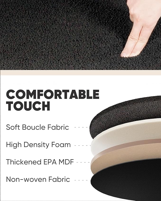 B FSOBEIIALEO Storage Ottoman Round Boucle Ottomans with Tray, Set of 2 Teddy Foot Rest Ottoman Cube with Storage for Living Room, Dark Grey 15"x15"x16.9"