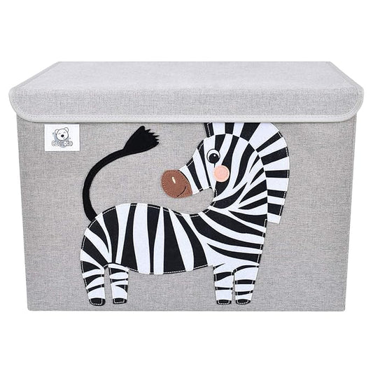 CLCROBD Foldable Large Kids Toy Chest with Flip-Top Lid, Collapsible Fabric Animal Toy Storage Organizer/Bin/Box/Basket/Trunk for Toddler, Children and Baby Nursery (Zebra)-NeatNest