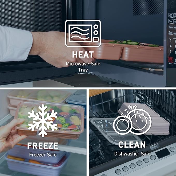 Bentgo 20-Piece Lightweight, Durable, Reusable BPA-Free 2-Compartment Containers - Microwave, Freezer, Dishwasher Safe - Navy Blue-NeatNest