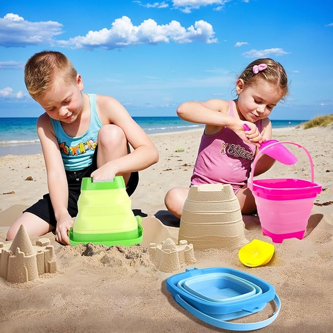 Shindel Collapsible Bucket for Kids, Foldable Pail Bucket for Beach Toys, Summer Toys, Camping Gear, Beach Party, Fishing, and Fun Summer Activities-NeatNest
