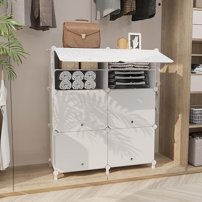 AWTATOS Shoe Rack, 6 Tier Shoe Storage Cabinet with Door, 32 Pair Shoe Organizer Shelves for Closet Hallway Bedroom Entryway, White-NeatNest