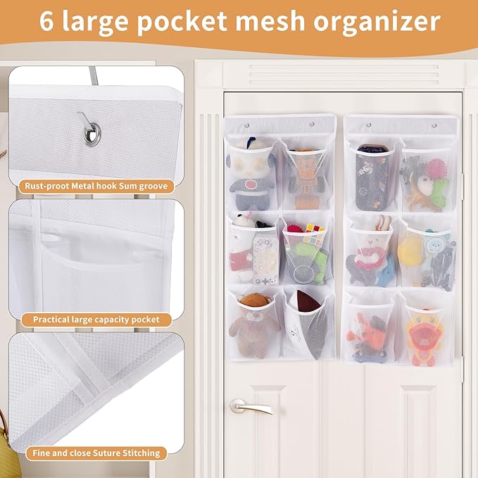 Over the Door/Wall Shoe Organizer, 2 Pack, Narrow, Hanging Shoe Rack for Closet, Bathroom, RV, Pantry, Camping, White-NeatNest