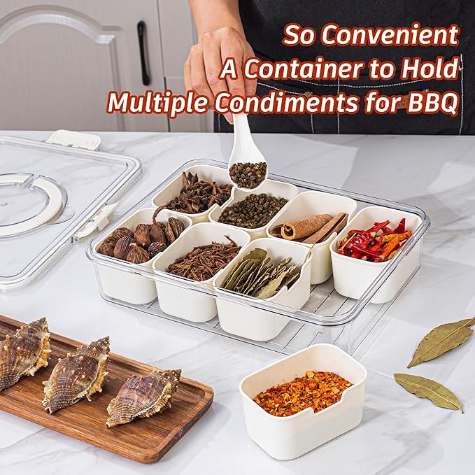 Divided Serving Tray with Lid and Handle - Snackle Box Charcuterie Container for Portable Snack Platters - Clear Organizer for Candy, Fruits, Nuts, Snacks - Perfect for Party, Entertaining-NeatNest