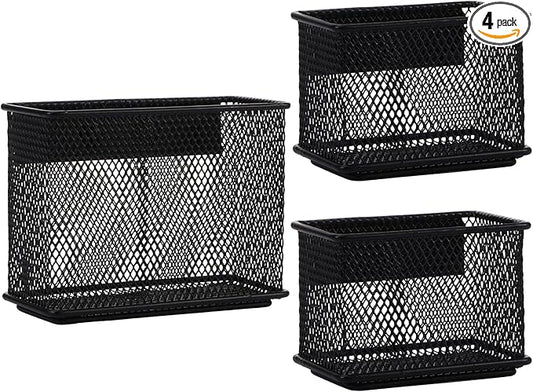 Black Magnetic Basket, Magnetic Organizer Holder Refrigerator Basket, Magnetic Baskets Heavy Duty, Magnetic Holder for Refrigerator Locker Whiteboard Office,Medium x1&Small x2 Set of 3-NeatNest