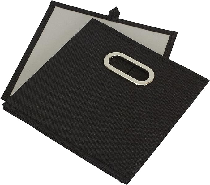 Household Essentials 80-1 Foldable Fabric Storage Bins | Set of 6 Cubby Cubes With Handles | Black