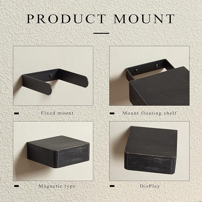 Freezing point Small Floating Shelf,Mini Wall Shelves for Kitchen Bedroom Living Room Bathroom Wall Decor Plant Display Collectibles Corner Decorative Storage Tiny Black-NeatNest