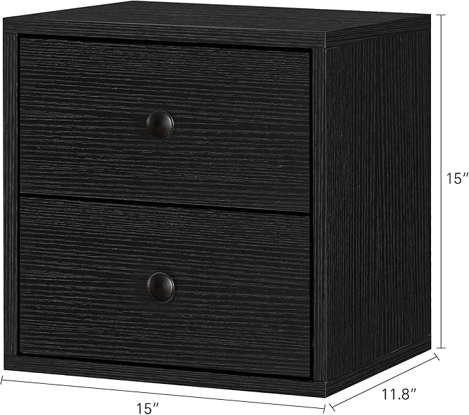 FUSUNBAO Magic DIY Cube Storage Organizer Stackable Cubes for Home Books Clothes Toy-Modular Cubby Storage System-Office Cubical-Bookcase Closet (Black, Drawer Cube)-NeatNest