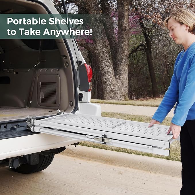 DEANIC 3 Tier Foldable Storage Shelves with Wheels, Large Capacity Shelving Unit, Freestanding Metal Wire Shelf Rack, No Assembly Organizer Rack for Garage Kitchen, Basement, Pantry(White Pack of 2)-NeatNest