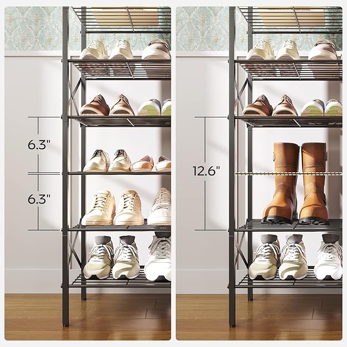 10 Tier Shoe Rack, Large Capacity Shoe Storage Organizer Holds 40 Pairs, Durable and Stable, for Entryway, Hallway, Closet, Dorm Room, Charcoal SS10BCG1-NeatNest