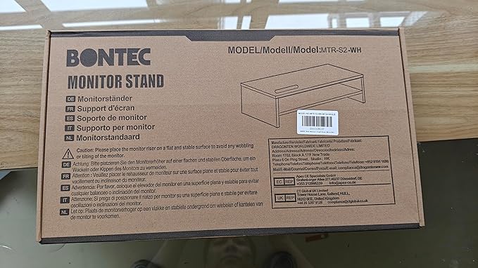 BONTEC Wooden Monitor Stand Riser, 2-Tier Desk Shelf with Storage Organizer, Ergonomic Computer Stand with Cable Management, Cellphone Holder, White, 16.5 Inch-NeatNest
