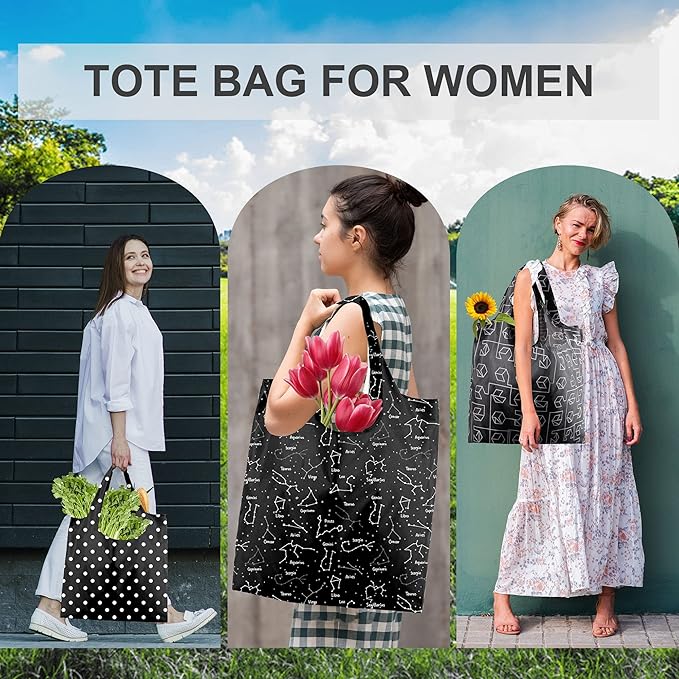 BeeGreen Reusable Shopping Bags for Groceries Reusable Gifts Bag - Grocery Bags Foldable 6 Pack Cute Holiday Cloth Bags With Handles - Large Tote Bag Bulk Heavy Duty Polyester Washable Geometry-NeatNest