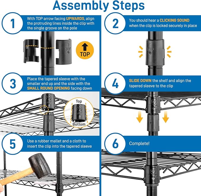 70.9'' Adjustable Storage Shelves Wire Shelving Unit Multiple Rows Shelving for Storage Rack Shelves for Storage Heavy Duty Garage Shelf Pantry Shelves Kitchen Shelving, Black24