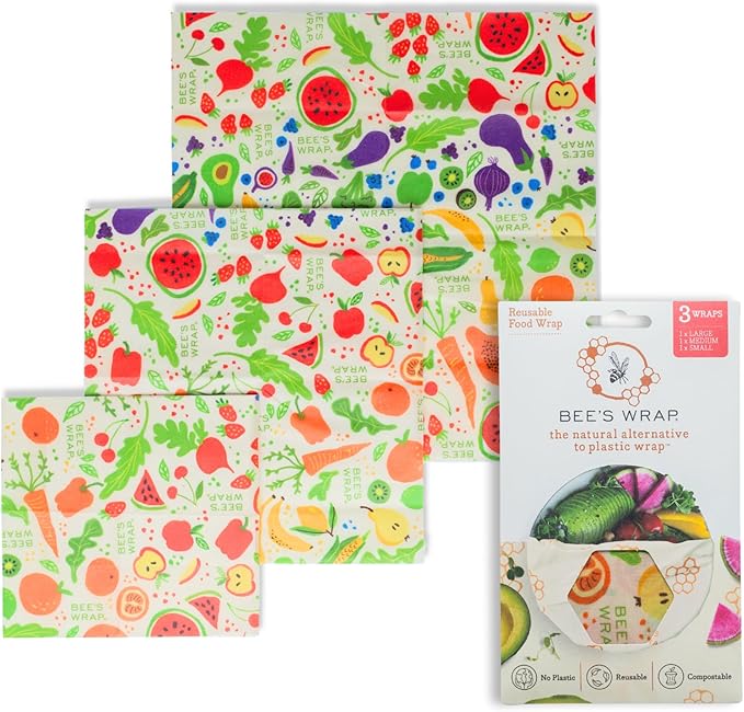Bee's Wrap Beeswax Wraps for Food - Garden Party 3 Pack (S, M, L) Made in USA Reusable & Organic Food Wraps, Sandwich Wrap & Bowl Covers - Eco-Friendly Alternative to Aluminum Foil & Plastic Wrap-NeatNest