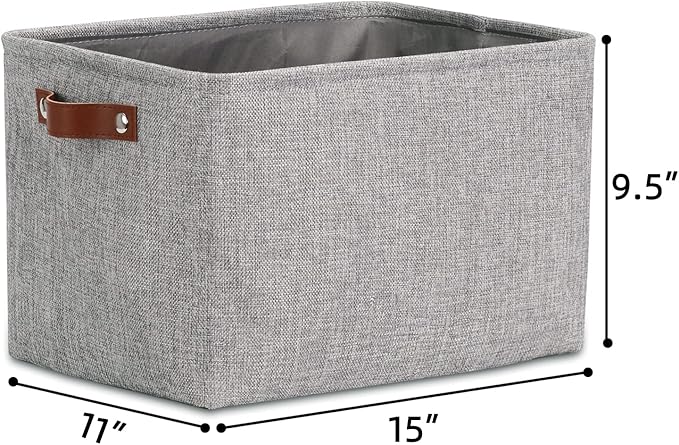 DULLEMELO Fabric Storage Basket for Shelves/Closets, Collapsible Rectangle Basket for Organizing Clothes, Toys, Towels, Books, Laundry, Nursery, Dog Toy Basket Empty (Gray)-NeatNest