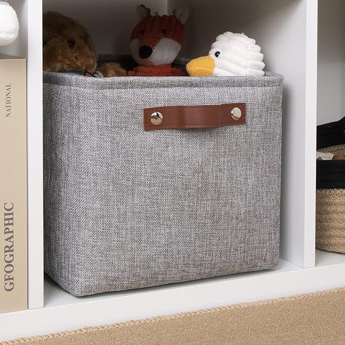 DULLEMELO Fabric Storage Basket for Shelves/Closets, Collapsible Rectangle Basket for Organizing Clothes, Toys, Towels, Books, Laundry, Nursery, Dog Toy Basket Empty (Gray)-NeatNest