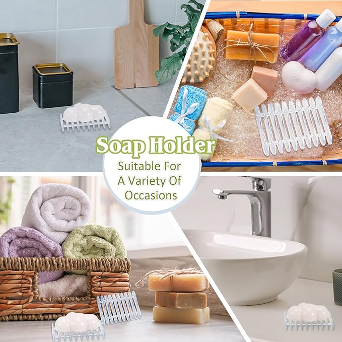2 Pieces Plastic Bar Soap Holder Soap Tray Soap Saver Bar Dish Self Draining Soap Dishes for Soap Sponge Dryer Bathroom Toilet Shower Kitchen Restaurant Counter (Clear)-NeatNest