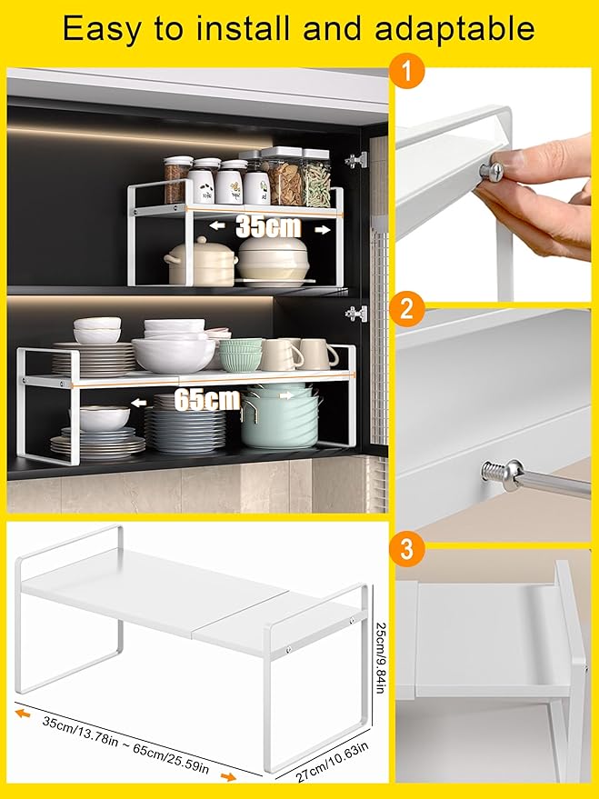 Caliee Adjustable Shelf for Cabinet for Kitchen Organization, Single Shelves for Kitchen Cabinets Applicable to Cabinets, Pantry, Expandable Shelf Organizer-NeatNest