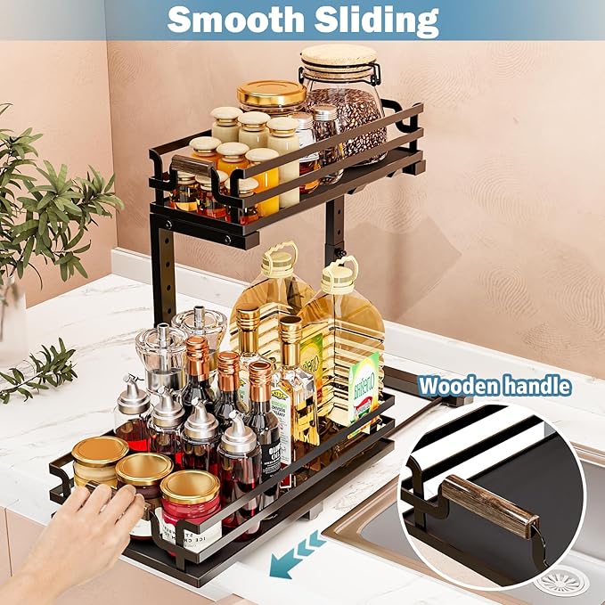 Under Sink Organizer, 2 Tier Slide Out Storage for Bathroom Kitchen (2 Pack)-NeatNest