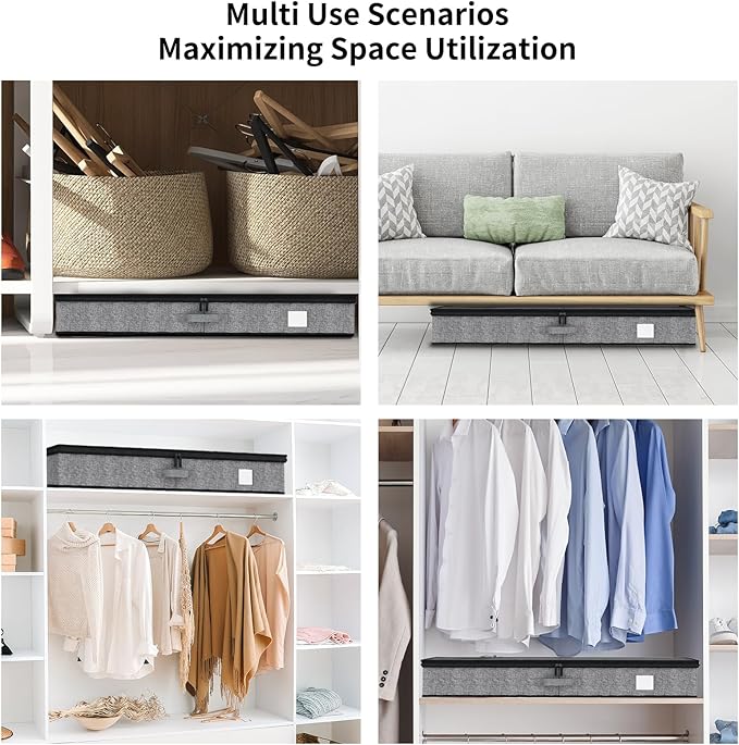Fixwal 4 Pack Underbed Storage Containers, Below 4.5 Inches Low Profile Under Bed Organizer Clothes Storage Bins with Sturdy Sidewalls and Bottom-NeatNest