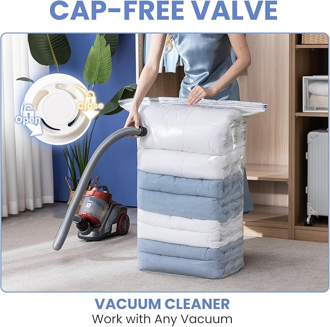 6 Pack Vacuum Storage Bags, Jumbo Cube 31x40x15 Inch, Extra Large Vacuum Seal Bgas for Comforters, Blankets, Pillow, Quilts, Space Saver Clost Oragnization-Clear-NeatNest