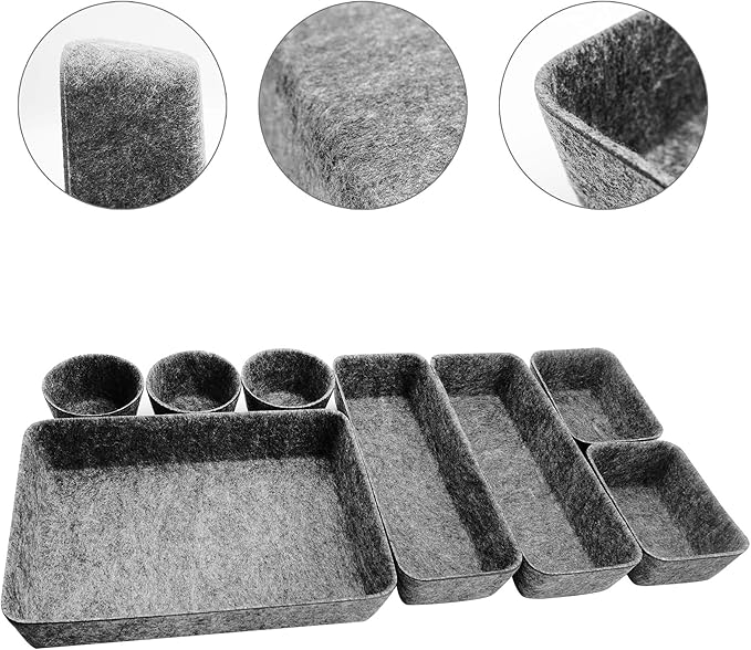 8pcs Drawer Organizers, Separators, Storage Box,Felt Storage Bins Inserts Tool Containers Toy Basket Shelf Cubes Foldable Drawer Dividers Desk Organisers - Grey-NeatNest