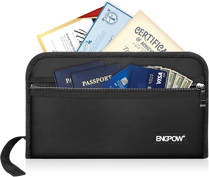 ENGPOW Receipt Coupon Organizer,Fireproof 13 Pockets Expanding File Folder Small Accordian File Organizer,Portable Filing Wallet Holder with Zipper & Labels for A5 Size Files and More(11.4" x 6.7")