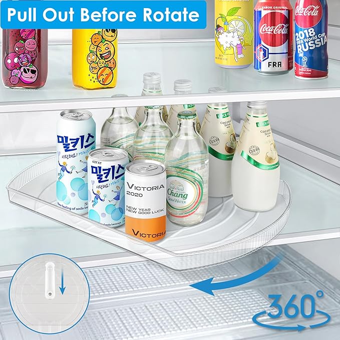 FIRJOY Lazy Susan Turntable for Refrigerator, Square Turntable Organizer for Fridge Cabinet, Pantry, Countertop | 16.5" x 11.1" (Rectangle 1 Pack - Clear)