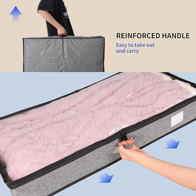 Fixwal 2 Pack Under Bed Storage Containers, Below 4.5 Inches Low Profile Underbed Organizer Clothes Storage with Sturdy Sidewalls and Bottom-NeatNest