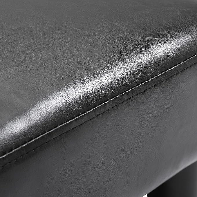 HOMCOM Ottoman Foot Rest, Small Foot Stool with Faux Leather Upholstery, Rectangular Ottoman Footrest with Padded Foam Seat and Plastic Legs, Bright Black