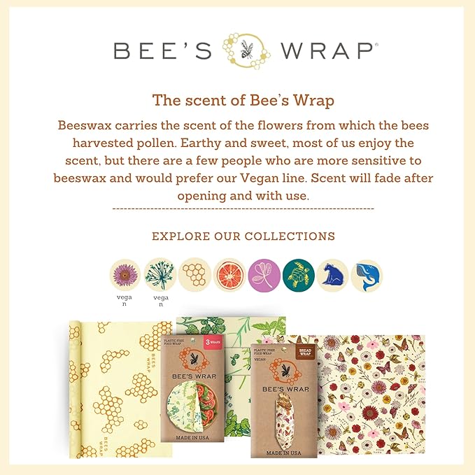 Bee's Wrap Beeswax Wraps for Food - Garden Party 3 Pack (S, M, L) Made in USA Reusable & Organic Food Wraps, Sandwich Wrap & Bowl Covers - Eco-Friendly Alternative to Aluminum Foil & Plastic Wrap-NeatNest