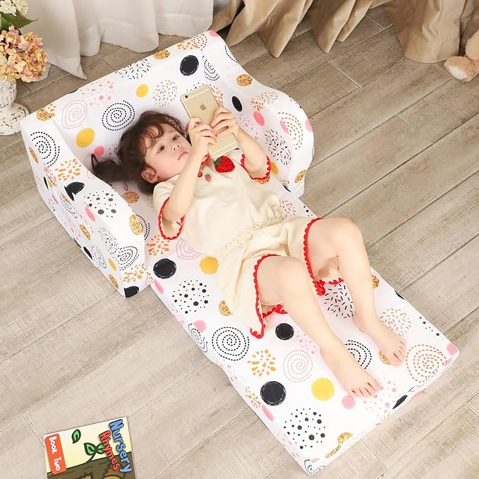 Firework Kids Sofa, 2-in-1 Kids Couch Fold Out, Convertible Sofa to Bed for Girls and Boys-NeatNest