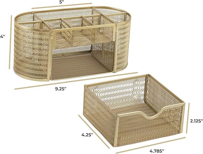 BLU MONACO Gold Desk Organizer Set – Desk Accessories for Women, Office Storage & Supplies, Small Desk Organizers-NeatNest