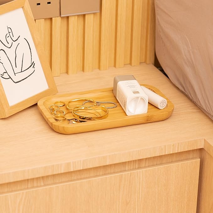 Bamboo Vanity Tray, Bathroom Counter Tray, Toilet Tank Top Tray for Organizing and Decor Display, 14.2 x 6 x 0.8 inch-NeatNest