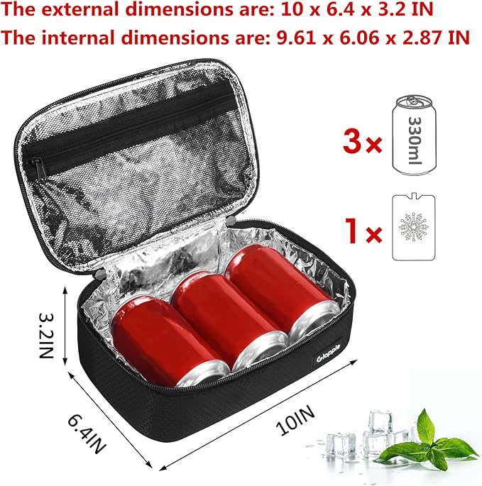 Gloppie Small Lunch Bag for Adults & Kids - Compact Insulated Lunch Box, Durable & Food-Grade Lining | Portable Cooler for Work, School, Travel (Black Honeycomb)-NeatNest