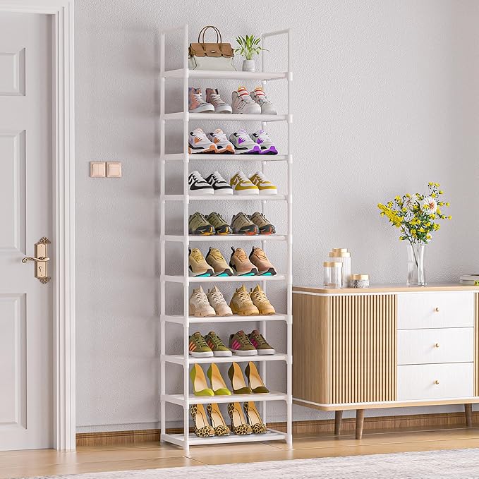Shoe Rack Tall, Sturdy Metal Shoe Rack Organizer,Narrow Shoe Racks for Closets,Shoe Stand Shelf-NeatNest