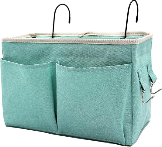 Bedside Caddy Bedside Hanging Storage Basket Multi-Function Organizer Caddy for Bunk and Hospital Beds Dorm Rooms Bed Rails, Can be Placed Glasses Books Mobile Phones(Green)-NeatNest