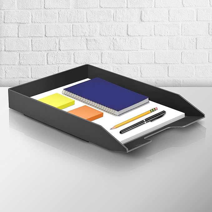 Acrimet Stackable Letter Tray Front Load, Letter Size, Plastic, Black Color, 1 Unit-NeatNest